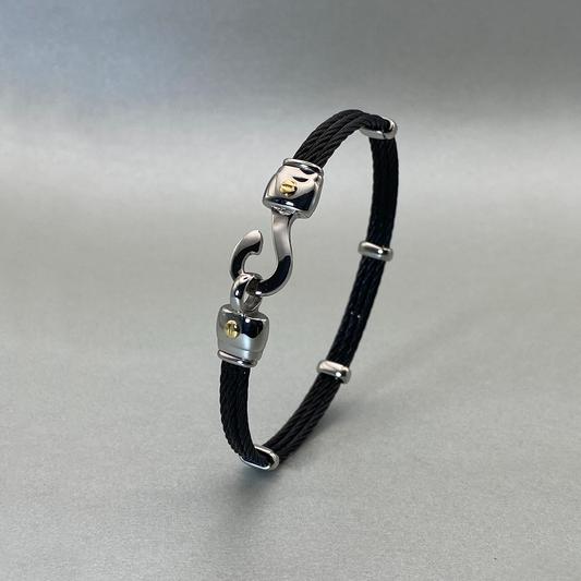 Stainless Steel Hook-in Black PVD With 18ct plated Screws Bracelet
