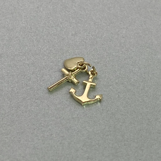 9ct Gold Faith, Hope & Charity Charm, no chain
