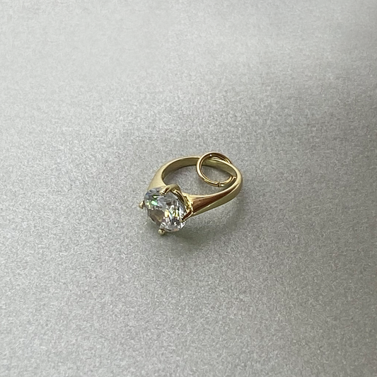 9ct Gold Round Soliatire Cubic Zirconia Ring Charm, no chain
