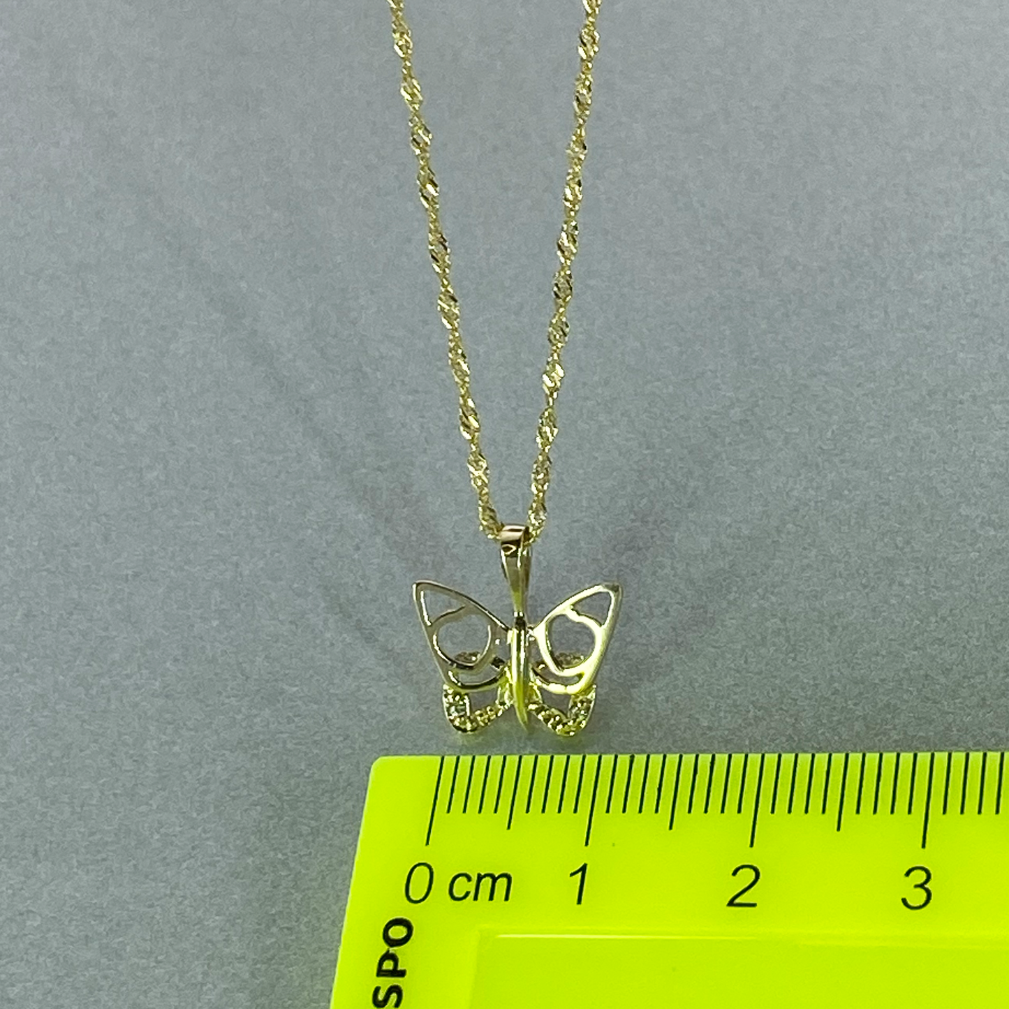 9ct Gold Medium Butterfly Pendant with Cubic Zirconia Includng 9ct bonded Chain