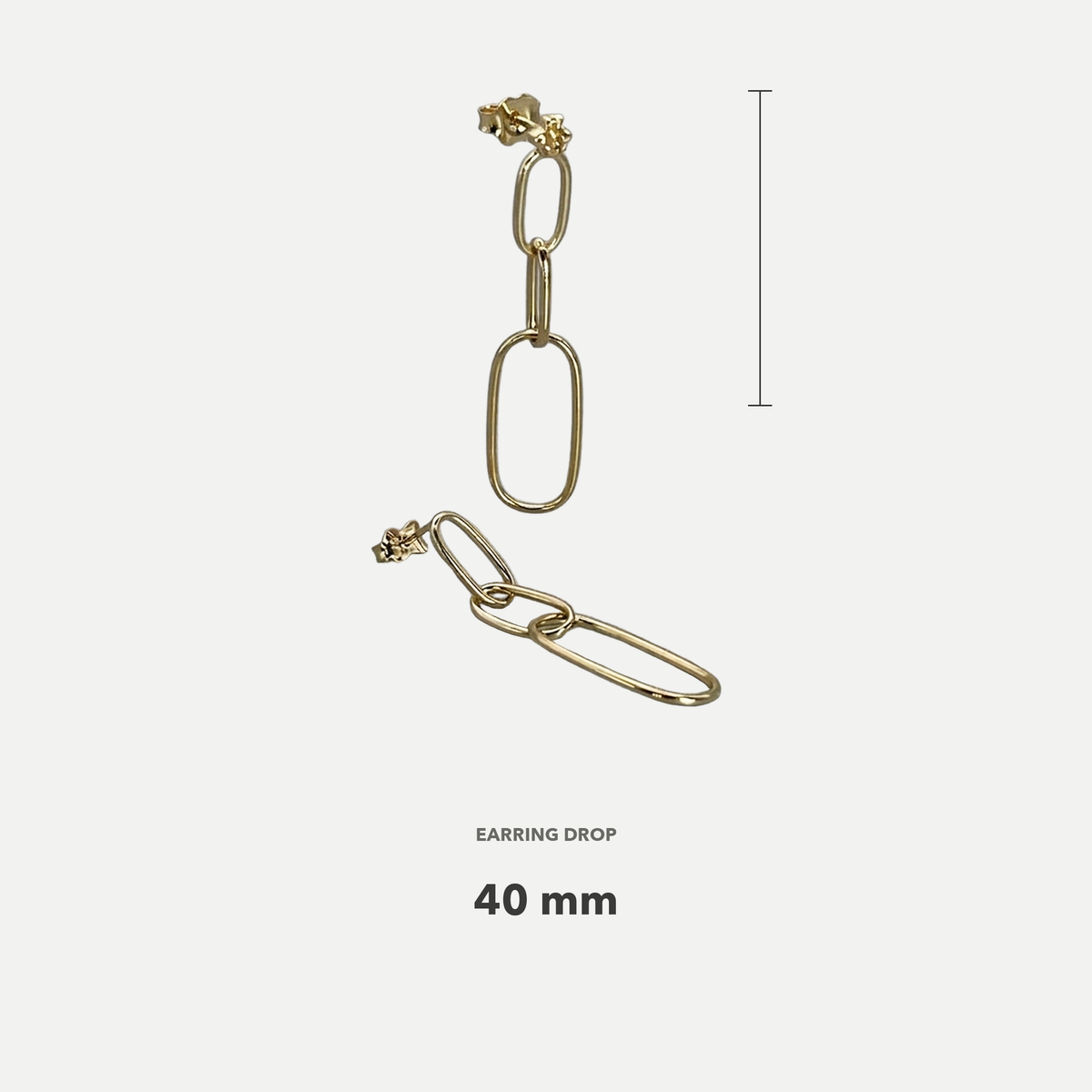 9ct Yellow Gold Hollow Italian Paperclip Drop style Earrings