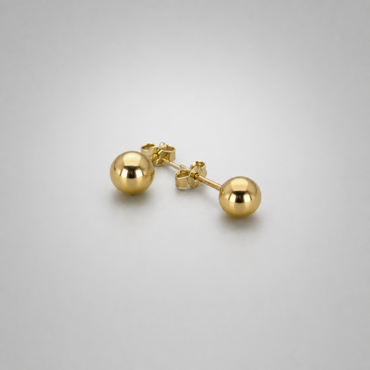 9ct Yellow Gold Hollow Italian 4mm Round Ball Stud Earrings