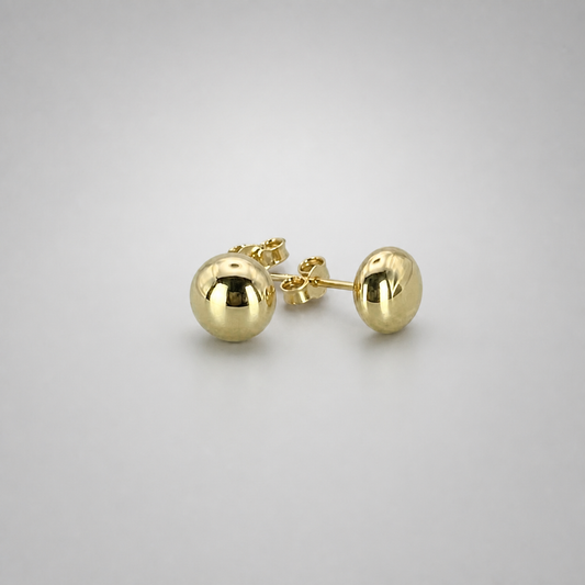 9ct Yellow Gold Hollow Italian 7mm Round Button style Stud Earrings
