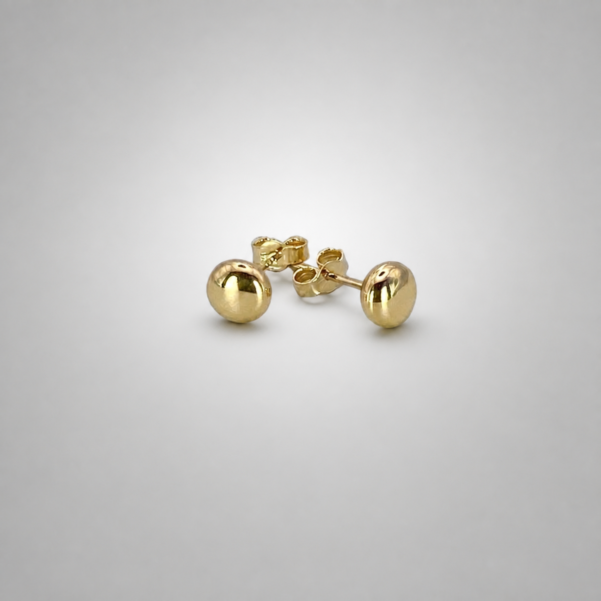 9ct Yellow Gold Hollow Italian 5mm Round Button style Stud Earrings