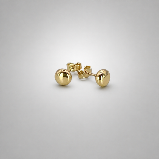 9ct Yellow Gold Hollow Italian 5mm Round Button style Stud Earrings