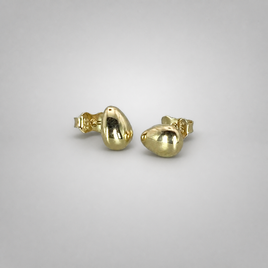 9ct Yellow Gold Hollow Italian Tear Drop shape Stud Earrings
