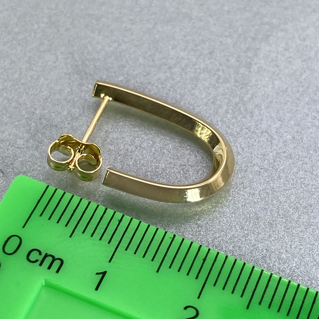 9ct Yellow Gold Hollow Italian Three Quarter U shaped Knife Edge Earrings