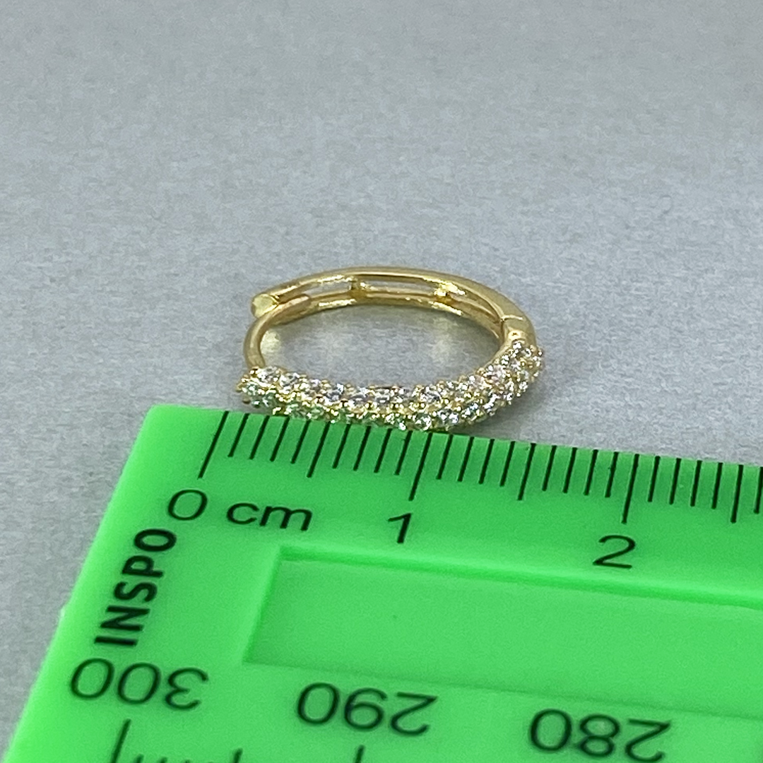 9ct Yellow Gold Hollow Italian Huggie Style Cubic Zirconia Earrings