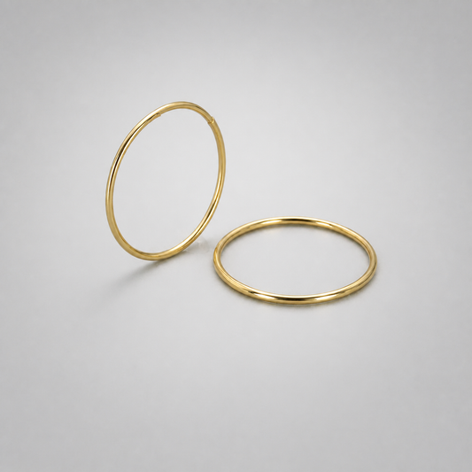 9ct Yellow Gold Hollow Italian 16mm Sleeper Hoop Earrings