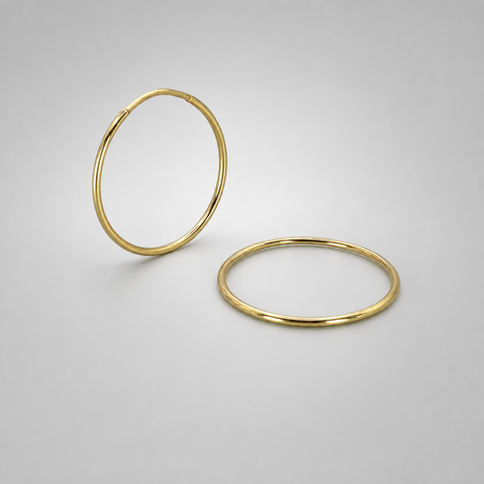 9ct Yellow Gold Hollow Italian 18mm Sleeper Hoop Earrings