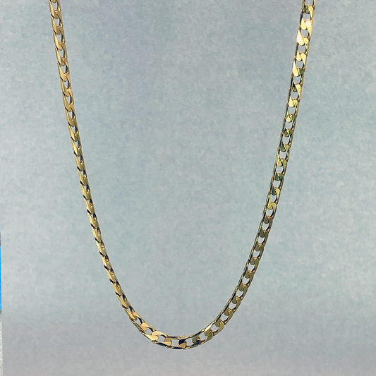 9ct Yellow Gold 60cm Square Flat Open Curb link Chain