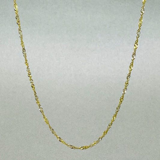 9ct Gold Two Tone Yellow and White 50cm Singapore Chain