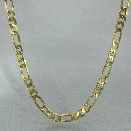 9ct Yellow Gold 55cm Figaro 3+1 Link Chain with Bevelled Edge Links