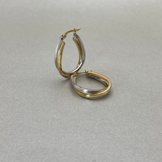 9ct Gold Two Tone Hoop Earring 26mm