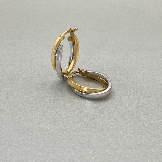 9ct Gold Two Tone Fancy Hoop 23mm