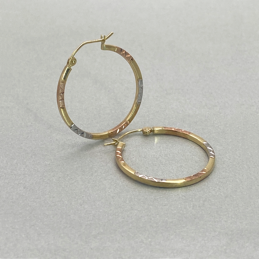 9ct TriColour Hoop Earrings