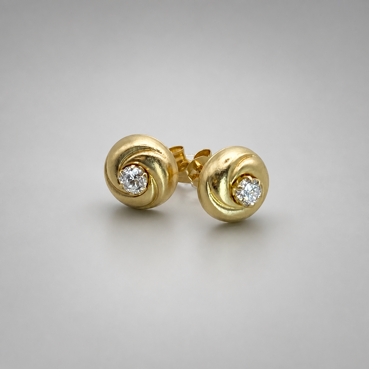 9ct Yellow Gold CZ Matt Finish Earrings
