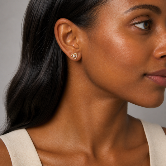 9ct Gold CZ Heart Earring