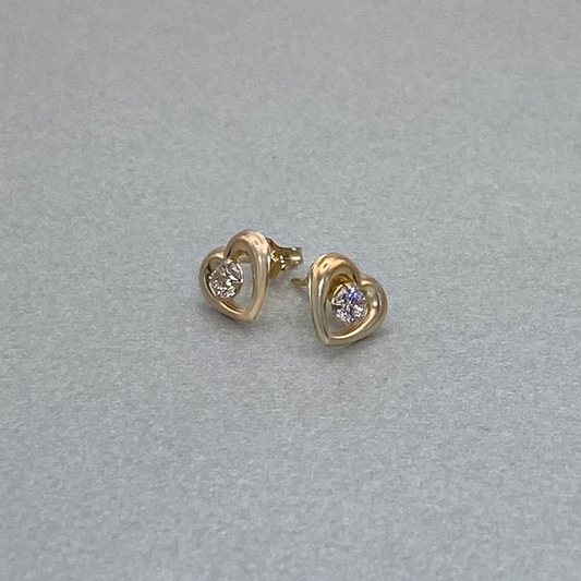 9ct Gold CZ Heart Earring