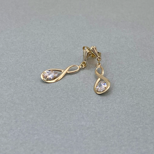 9ct Gold CZ Infinity Earring