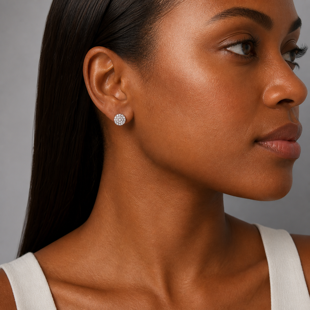 9ct White Gold CZ Stud Earring