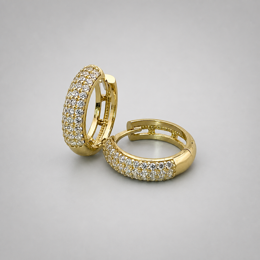 9ct Gold CZ Pave Huggie Earring