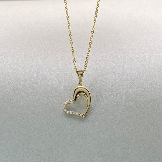 9ct Gold CZ Heart Pendant