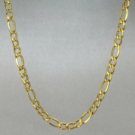 9ct Yellow Gold 55cm Air Solid Figaro 3+1 Chain