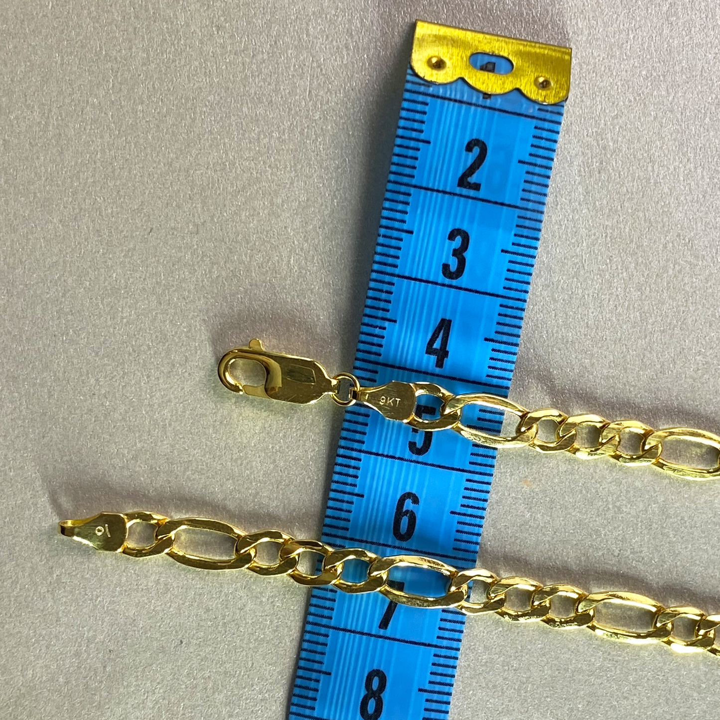9ct Yellow Gold 55cm Air Solid Figaro 3+1 Chain