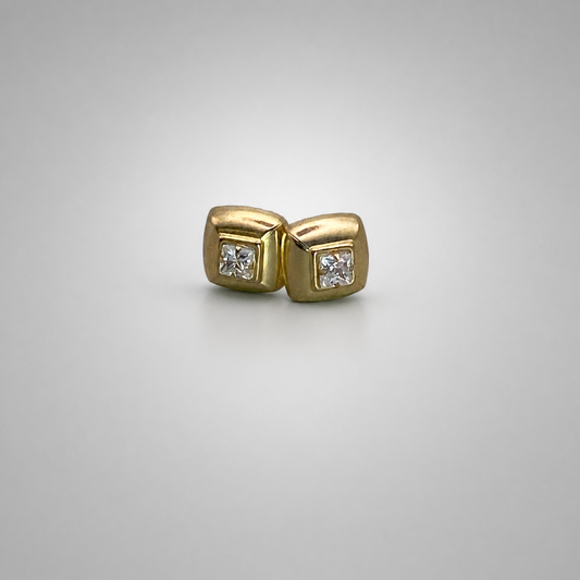 9ct Yellow Gold Fancy Square CZ Stud
