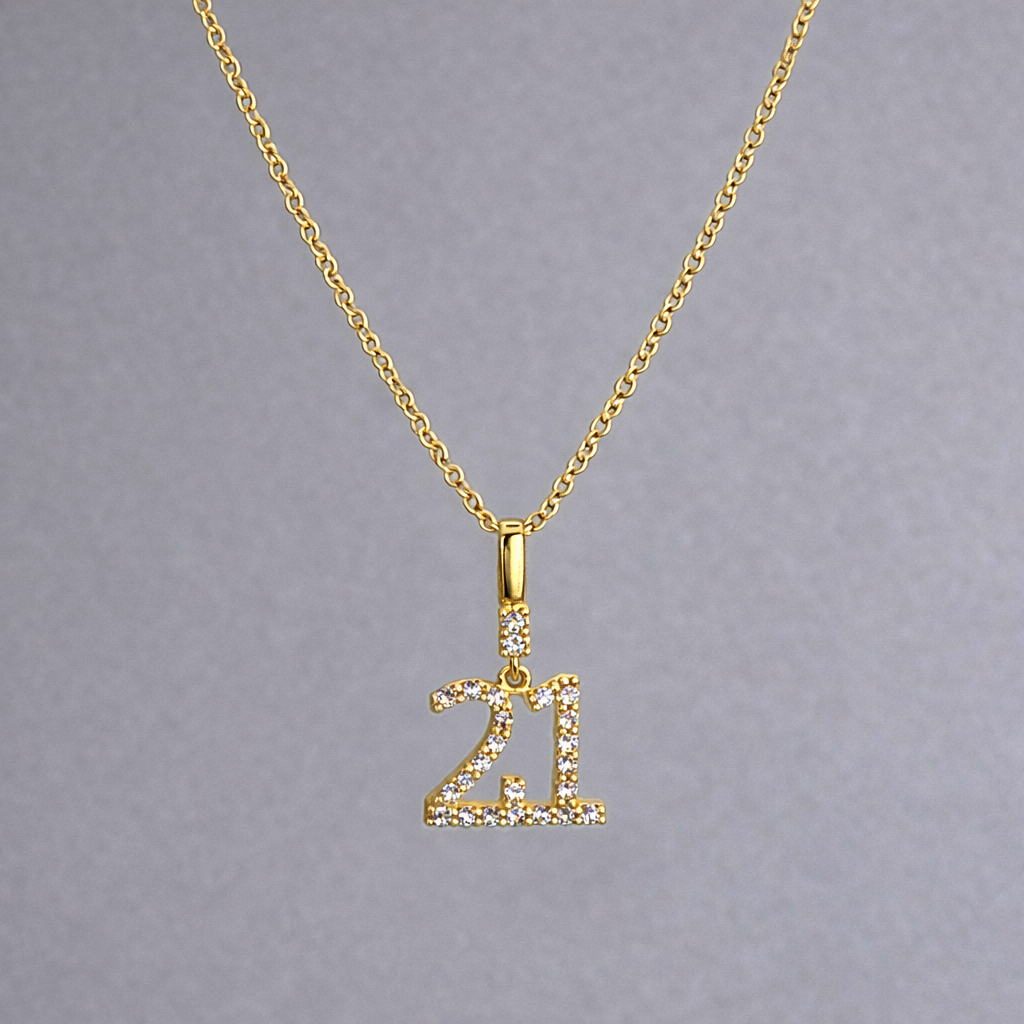 9ct Yellow Gold Cubic Zirconia 21st Pendant