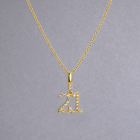 9ct Yellow Gold Cubic Zirconia 21st Pendant