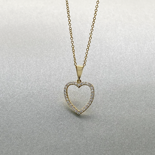 9ct Gold CZ Heart Pendant