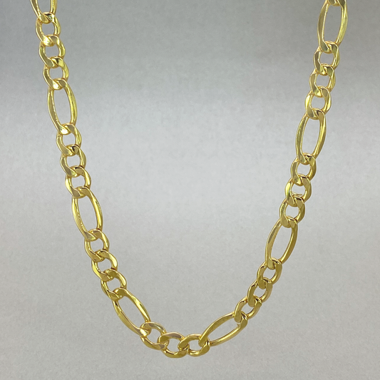 9ct Yellow Gold 55cm Air Solid 3+1 Figaro Chain