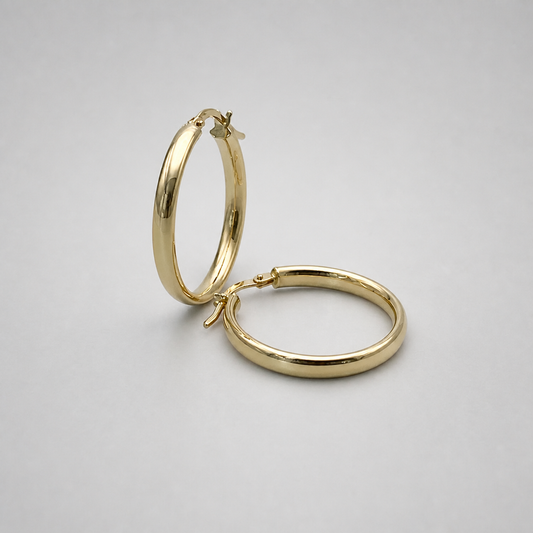 9ct Gold Round Tube 3x1.5mm 20mm Round Hoop