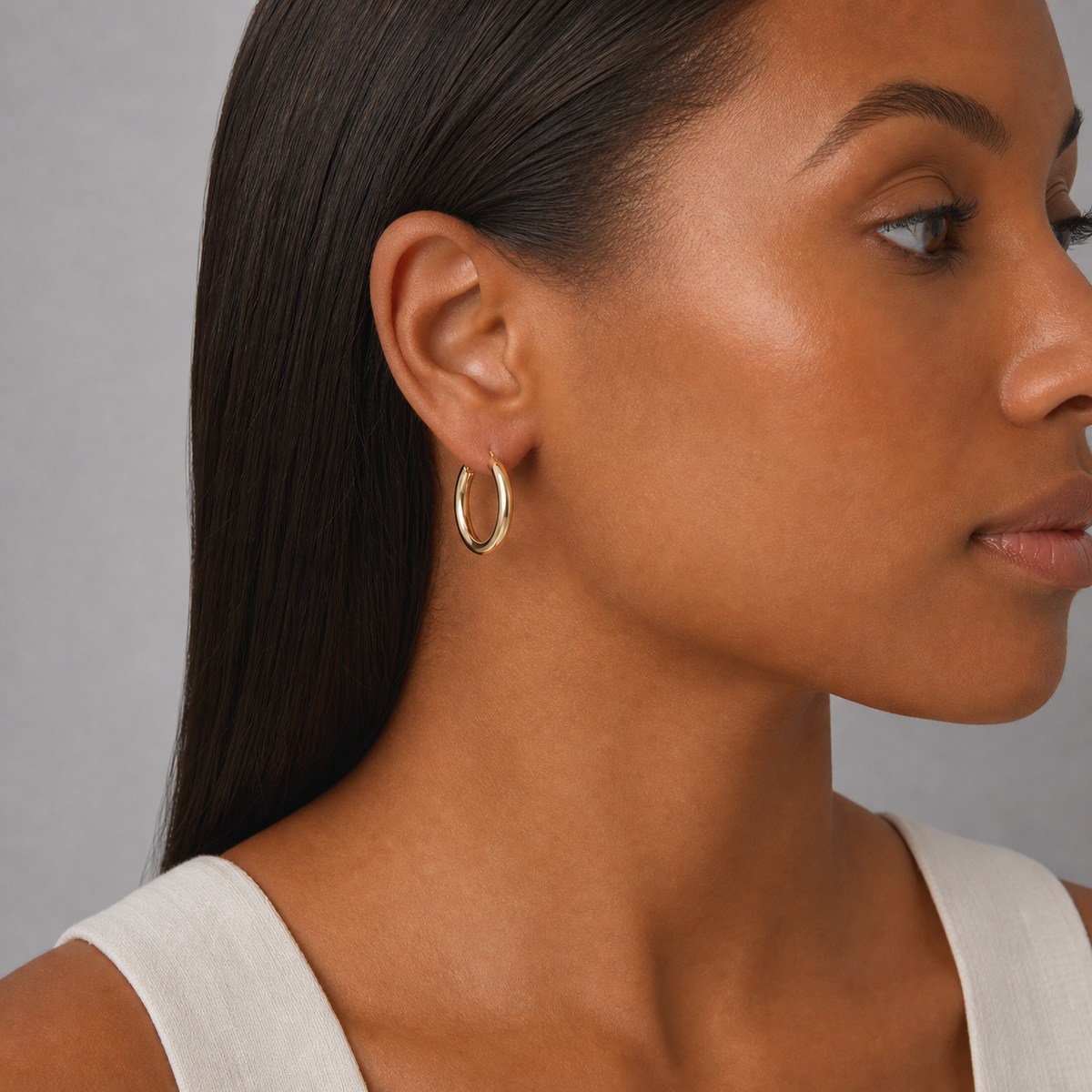 9ct Gold Round Tube 3x1.5mm 20mm Round Hoop