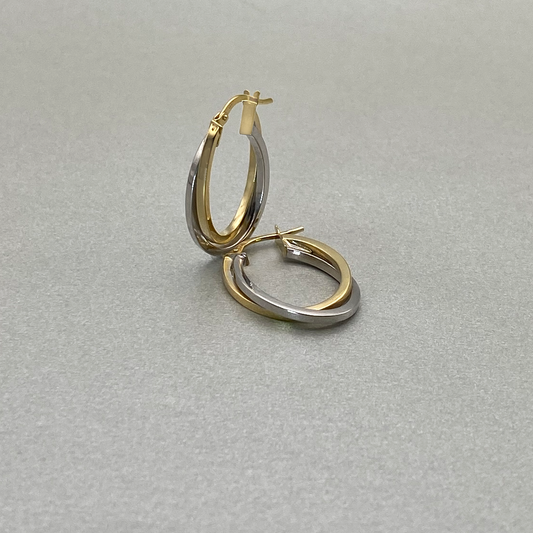 9ct Gold & White Gold Two Tone Hoop 24mm