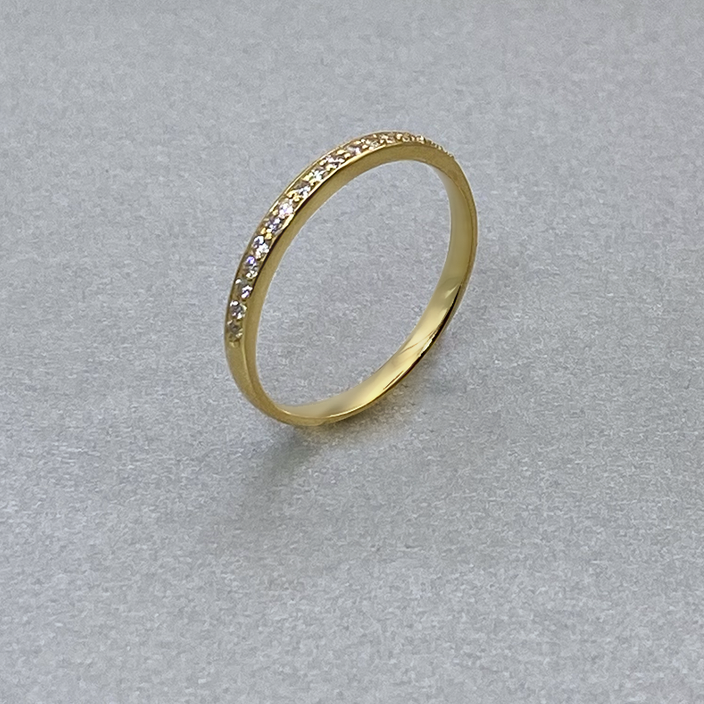 9ct Gold Cubic Zirconia Pave Straight Side Band 1.25mm