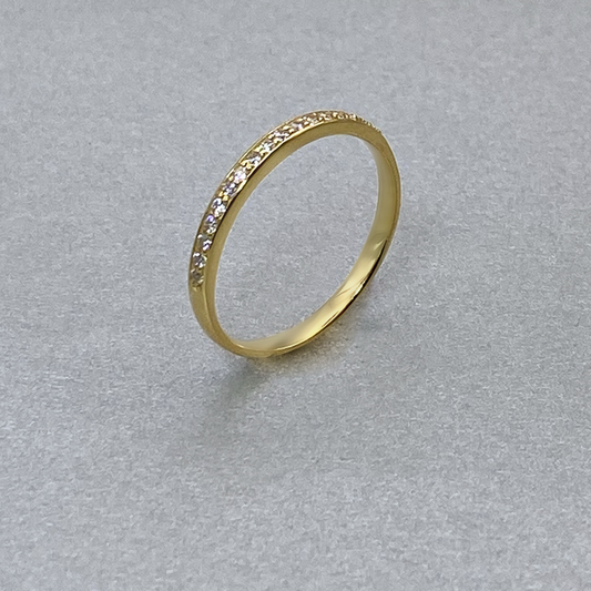 9ct Gold Cubic Zirconia Pave Straight Side Band 1.25mm