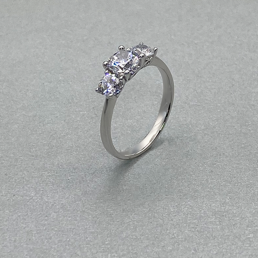9ct White Gold Cubic Zirconia 3 Stone Ring
