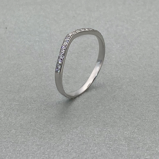 9ct White Gold Cubic Zirconia Pave Curved Band
