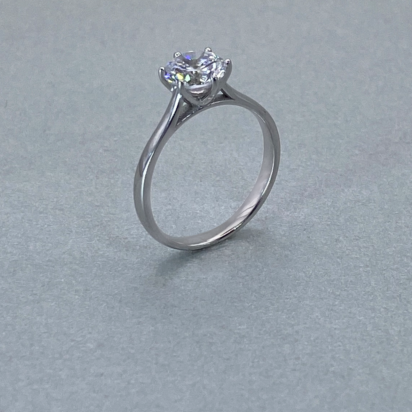 9ct White Gold  CZ 6 Claw Solitaire Ring (1.00)