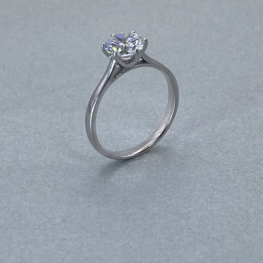 9ct White Gold  CZ 6 Claw Solitaire Ring (1.00)