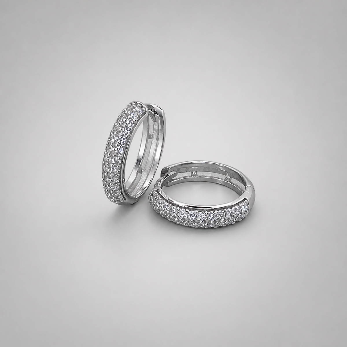 9ct White Gold  CZ Huggie Earrings