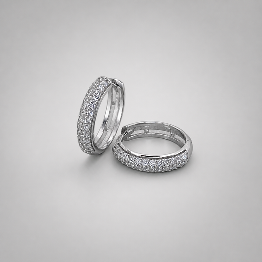 9ct White Gold  CZ Huggie Earrings