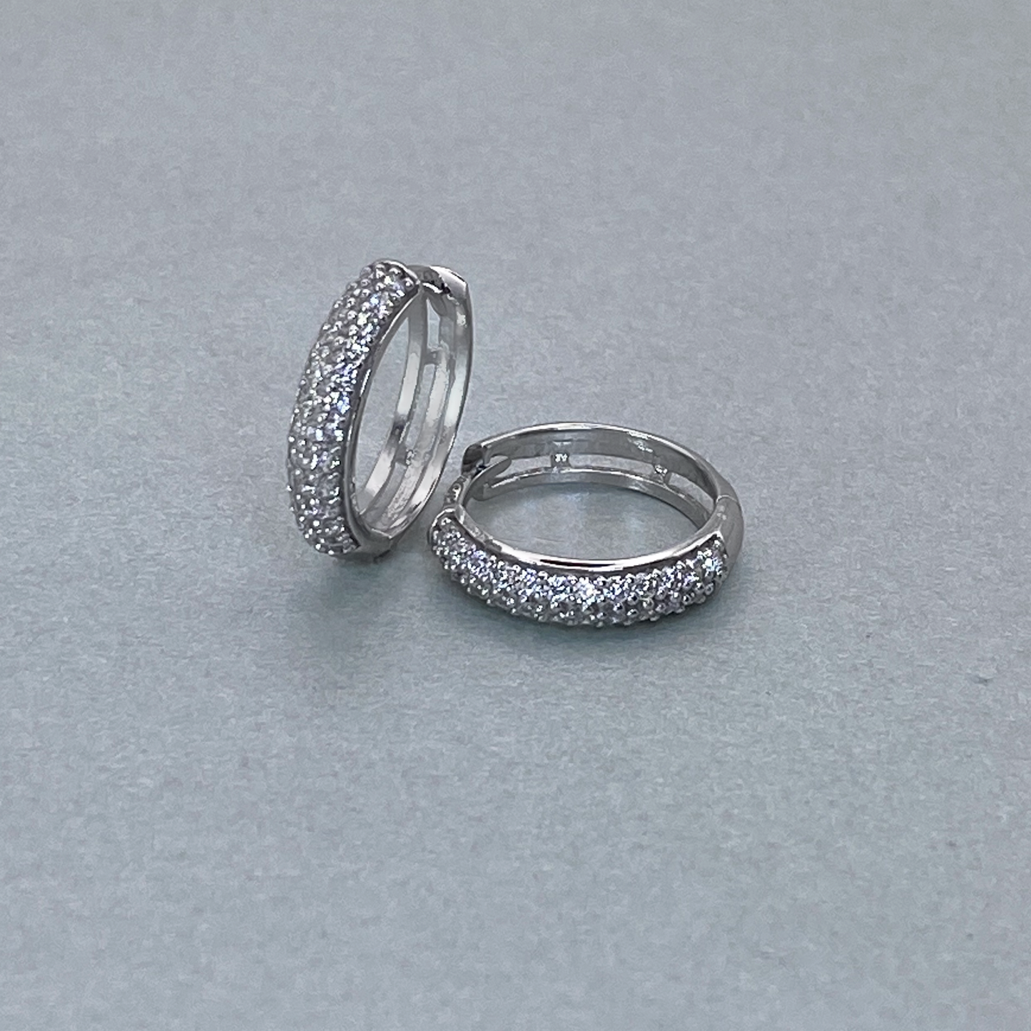 9ct White Gold  CZ Huggie Earrings