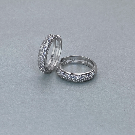 9ct White Gold  CZ Huggie Earrings