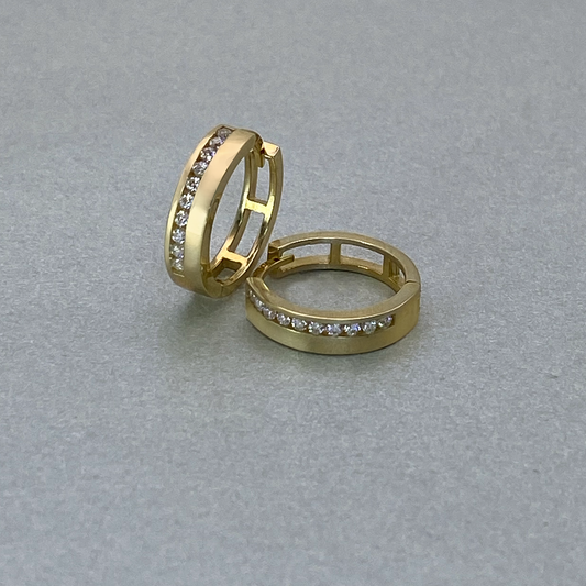 9ct Yellow Gold  CZ Huggie Earrings