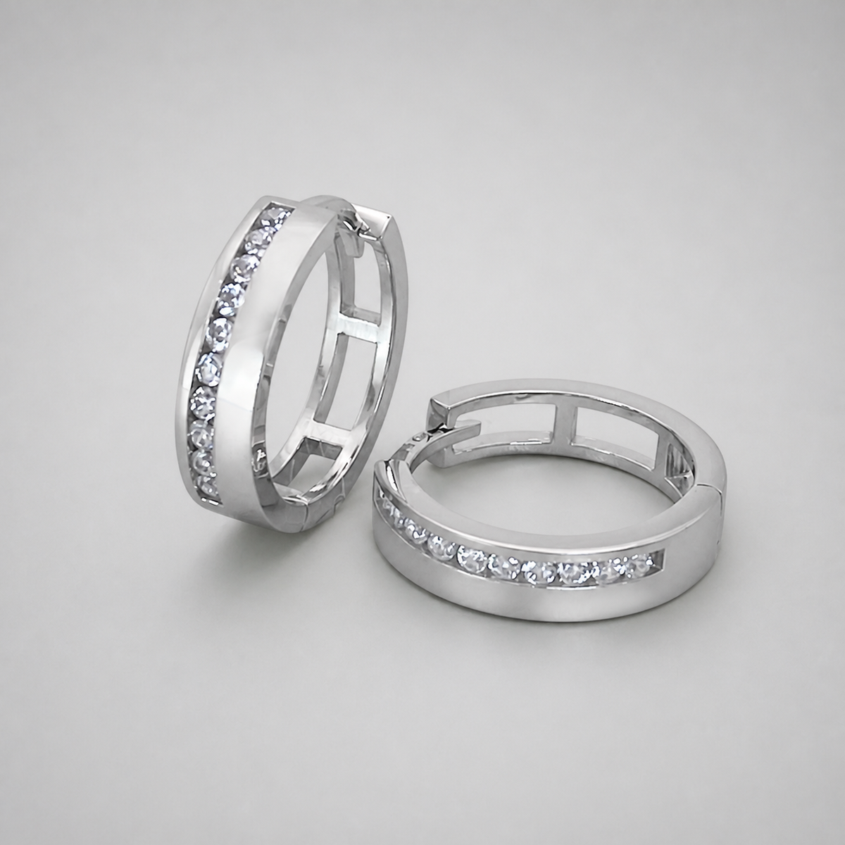 9ct White Gold  CZ Huggie Earrings