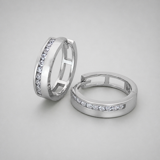 9ct White Gold  CZ Huggie Earrings